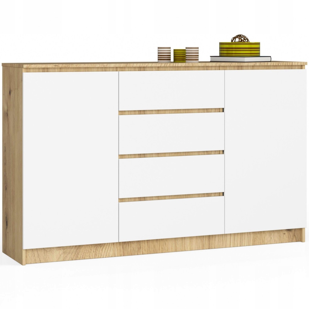 Nowoczesna komoda 160 dąb artisan białe fronty