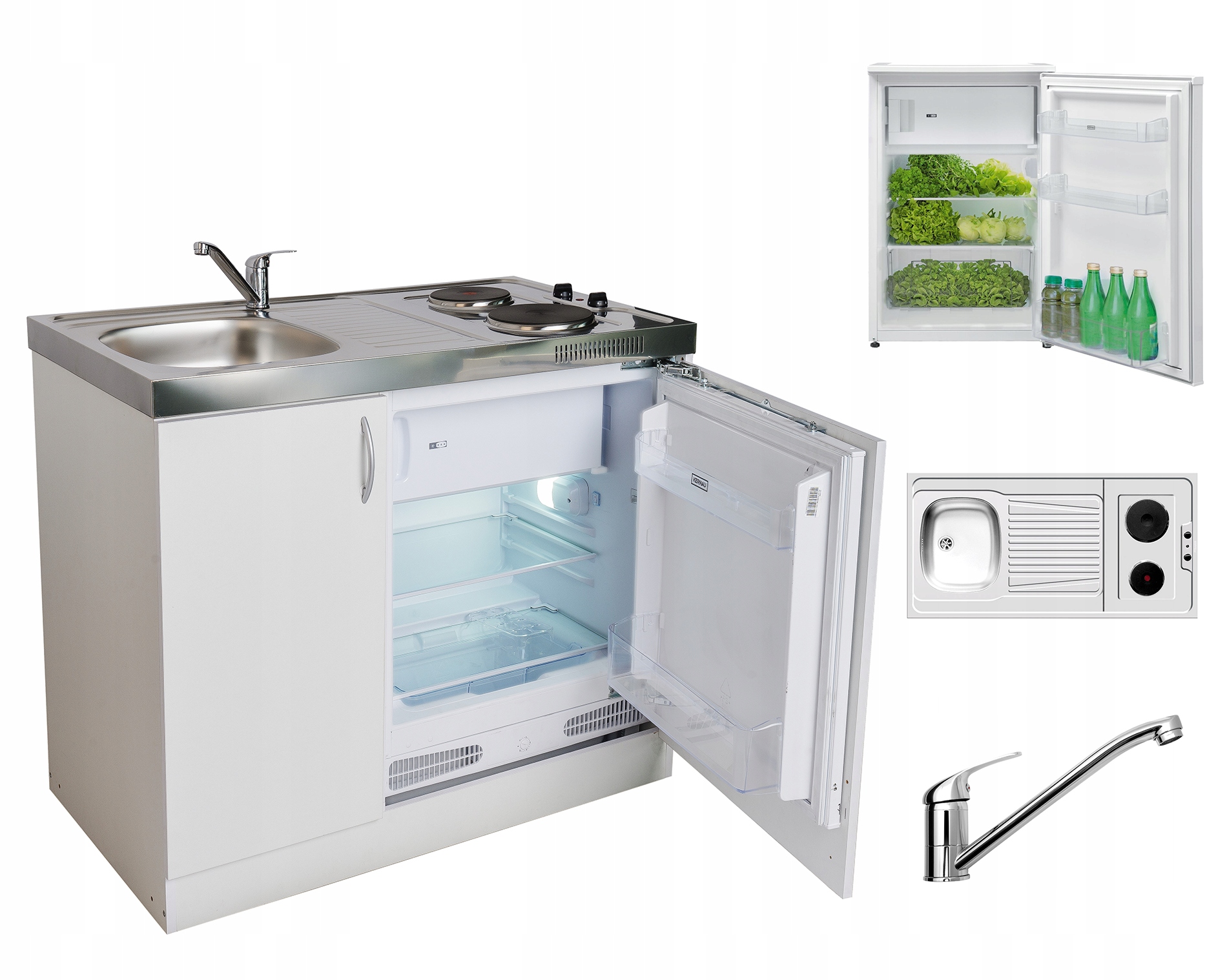 Minikuchyňský Set S Domácími Spotřebiči Lednička Dřez 120x60 Pyramis