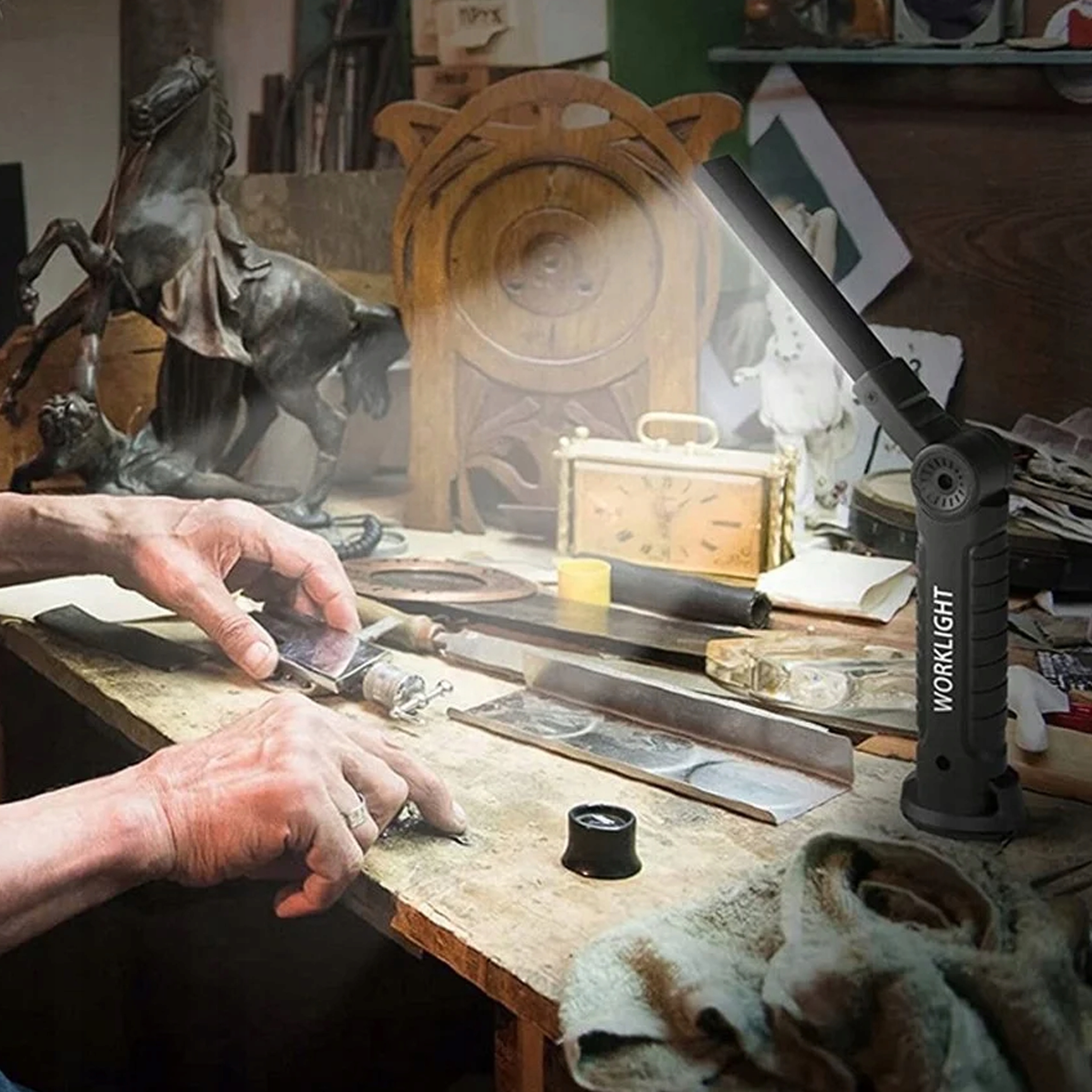 LAMPKA WARSZTATOWA LATARKA Z MAGNESEM USB 5w1 DO WARSZTATU, aż 1200 mah LED Waga produktu z opakowaniem jednostkowym 0.25 kg