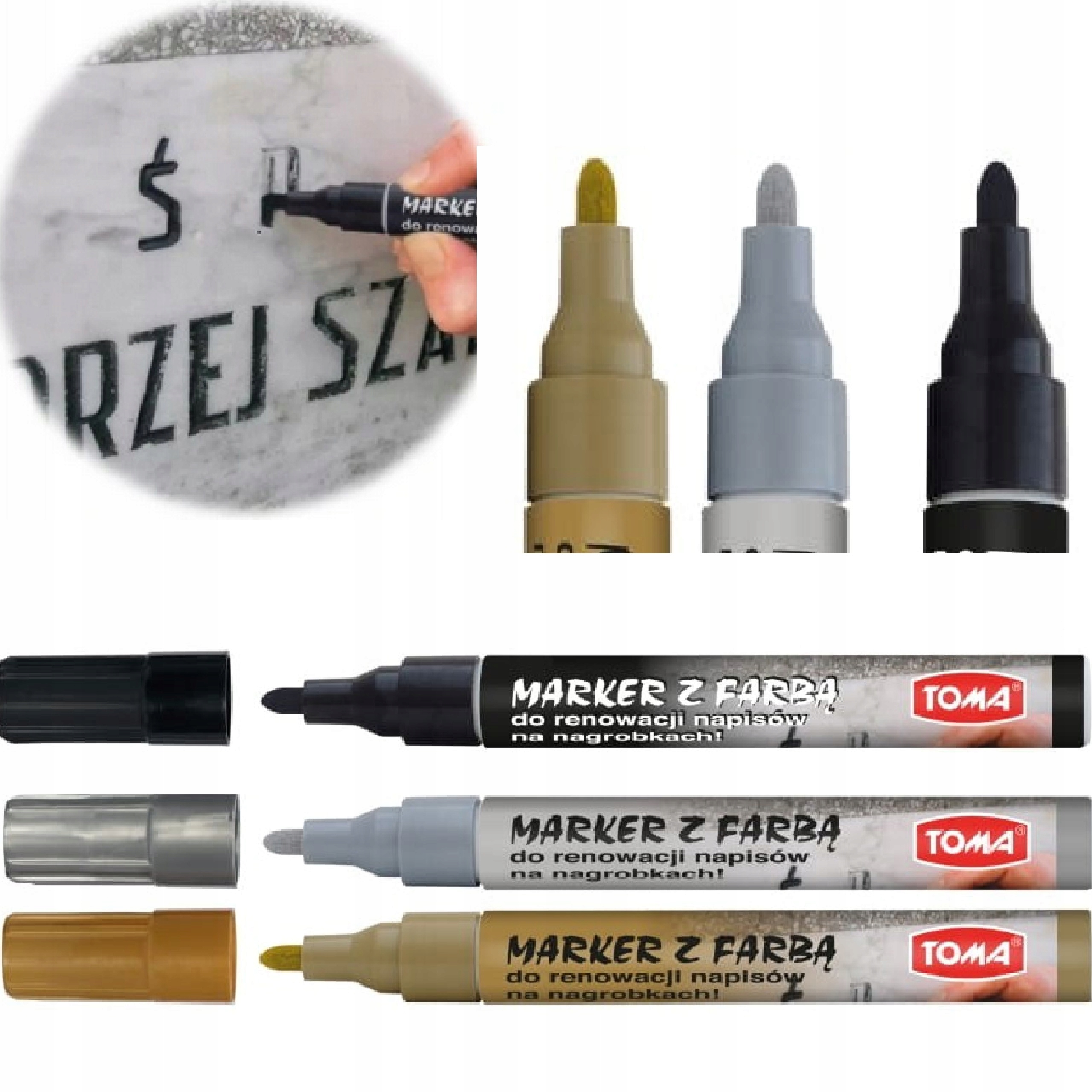 TOMA MARKERY DO RENOWACJI NAPISÓW NA NAGROBKACH 3