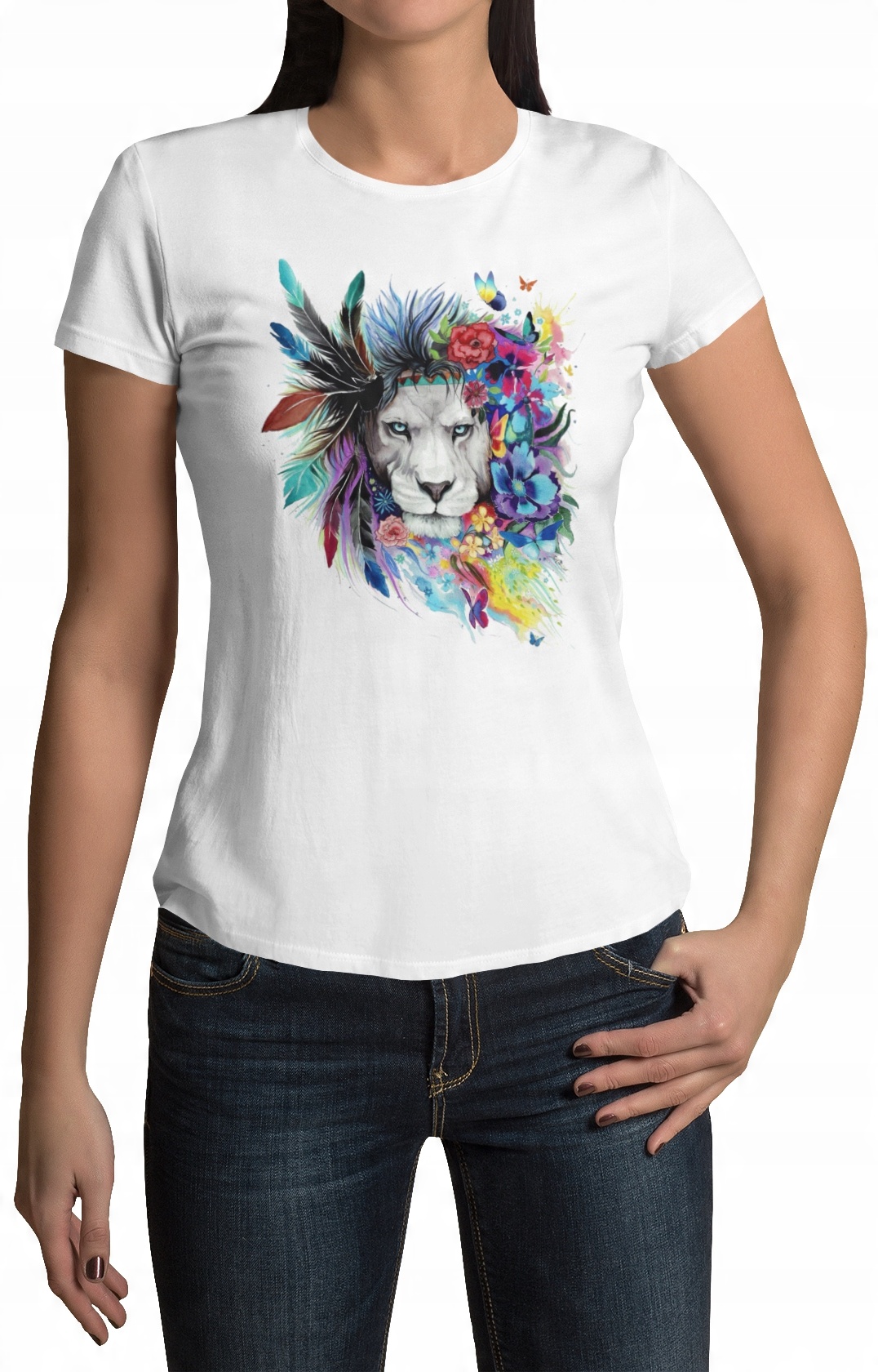 

Koszulka Damska T-shirt L Kolorowy Lew - Wzory!!