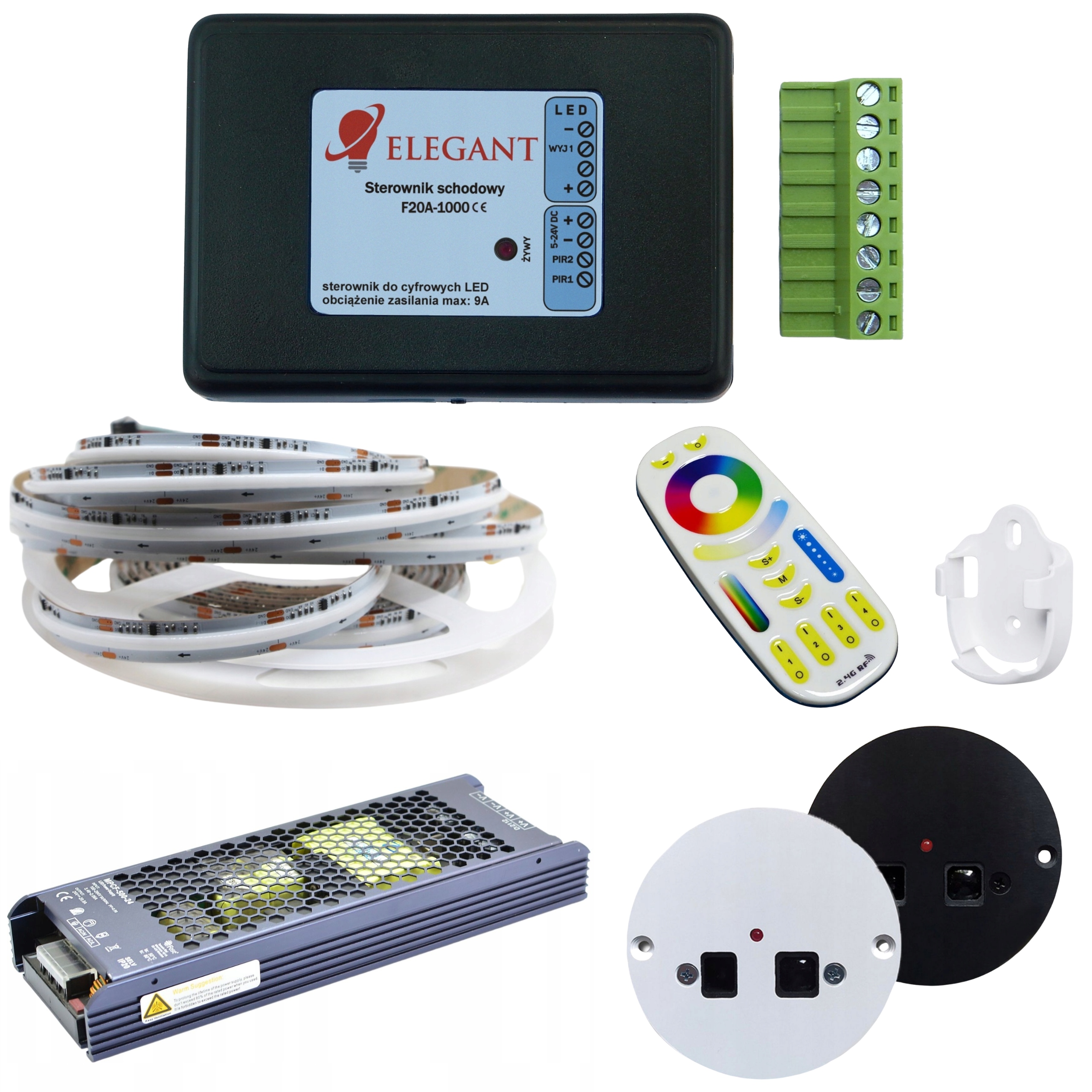 Zestaw Oświetlenia Schodowego 30m Cob Rgb 24V Animowane Podświetlania
