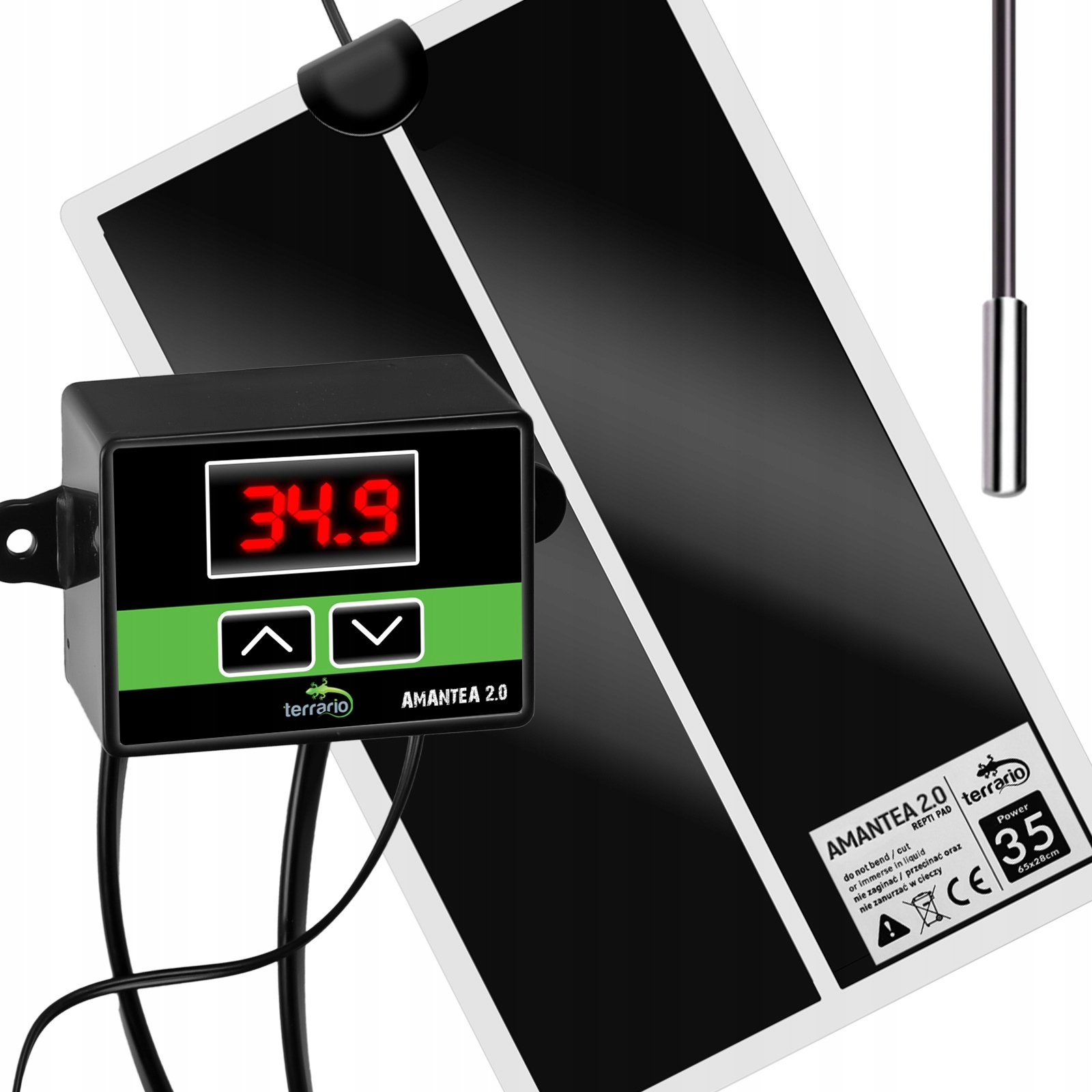 Levně Vyhřívací Podložka Do Terária Termostat Sonda Topení Pro Plazy 35W