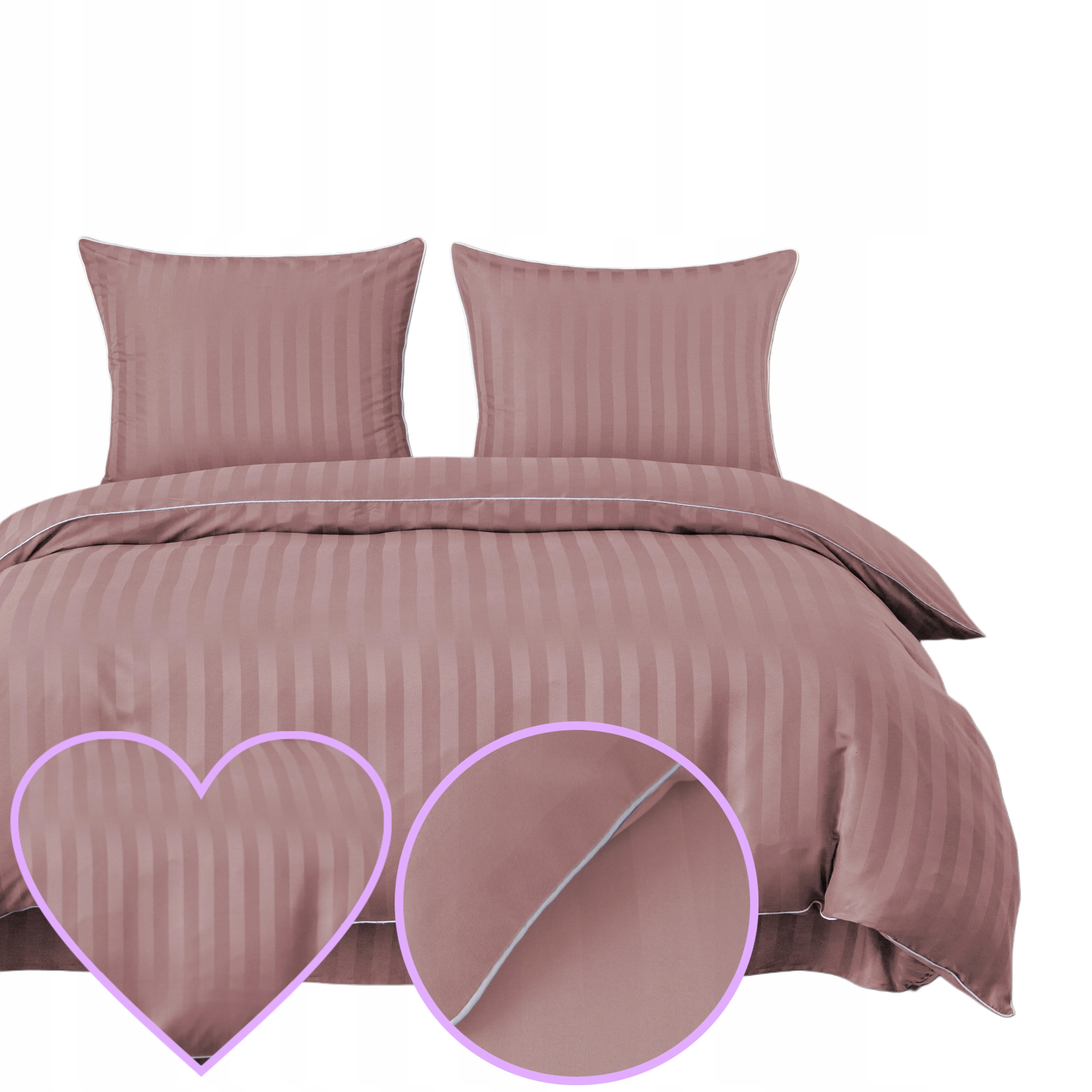 Povlečení z damašku 160x200 Růžové, Elegantní styl, Měkké a odolné, Komfort na dlouhá léta