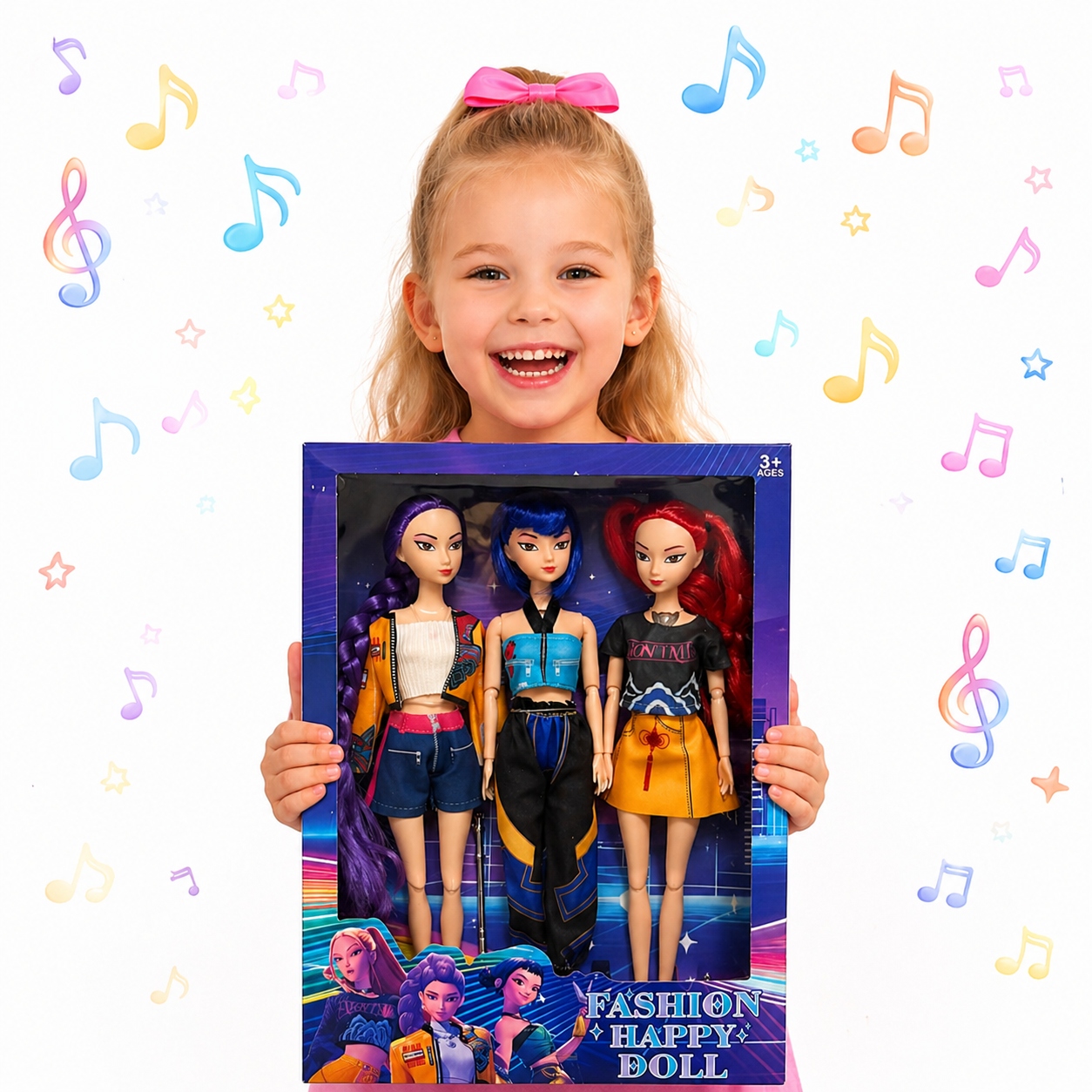 ZESTAW 3 LALEK MUZYCZNYCH K-POP HUNTERS DLA DZIECI RUMI MIRA ZOEY 30 CM