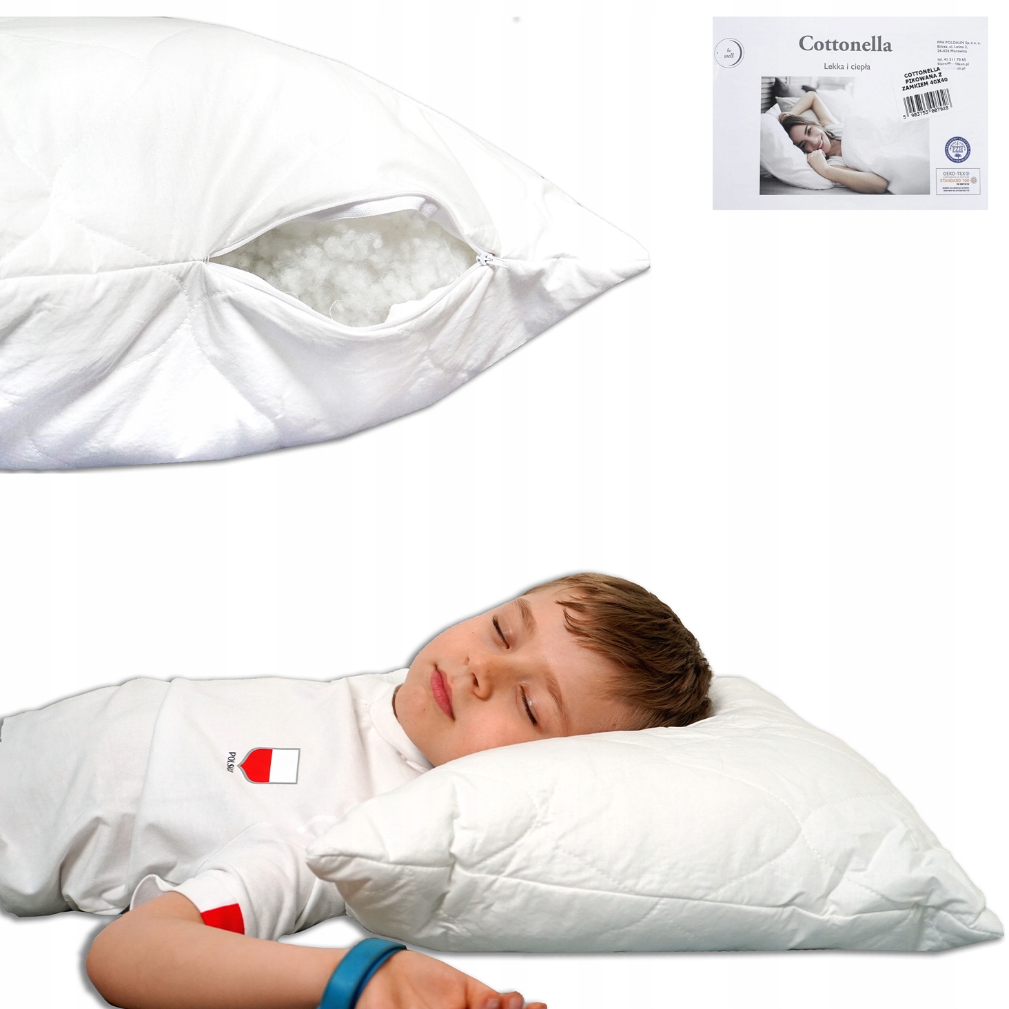 

Poduszka dla dzieci Bawełna 50x60 Cottonella zamek