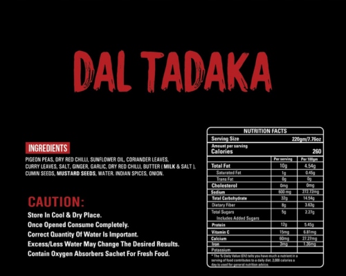 TAJ INDIAN 1947 DAL TADKA 200G Weight 200 g