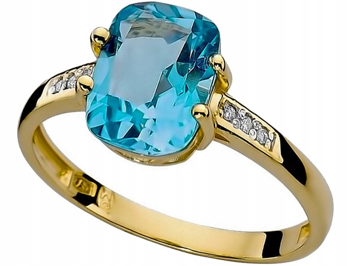 

Pierścionek Złoty Z Topazem I Brylantami