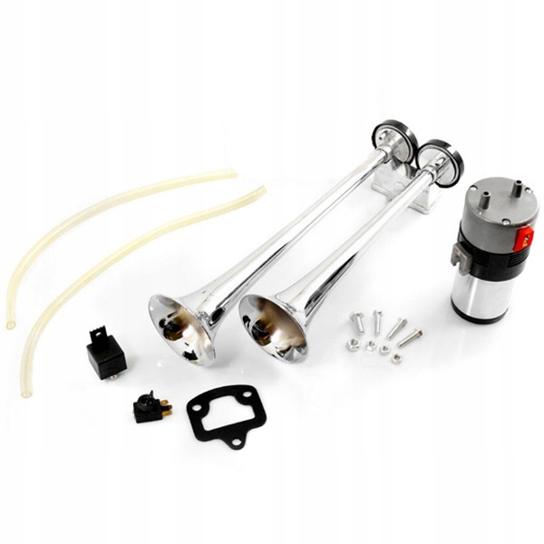 FANFARA KLAKSON SAMOCHODOWY 12V TYPU TIR SYGNAŁ SYRENA PODWÓJNA KOMPRESOR