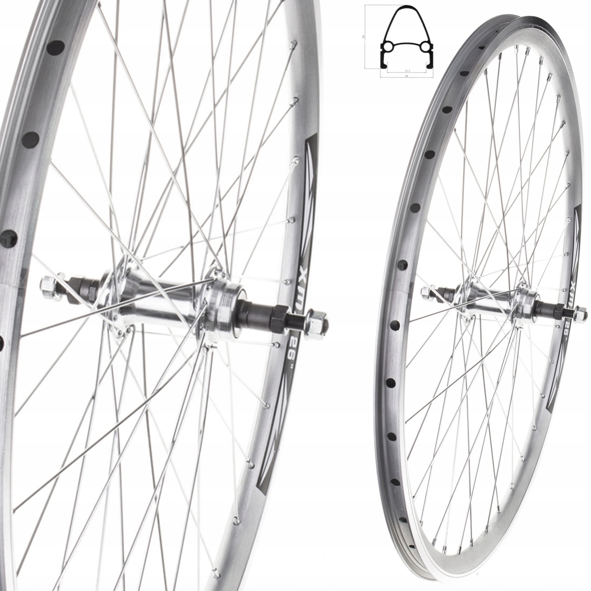 KOŁO 26" ROWEROWE TYLNE ŁOŻYSKA MASZYNOWE OBRĘCZ STOŻEK WOLNOBIEG