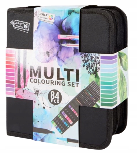 Flamastry Mazaki Pisaki Długopisy Cienkopisy Organizer Etui Black 84 sztuki