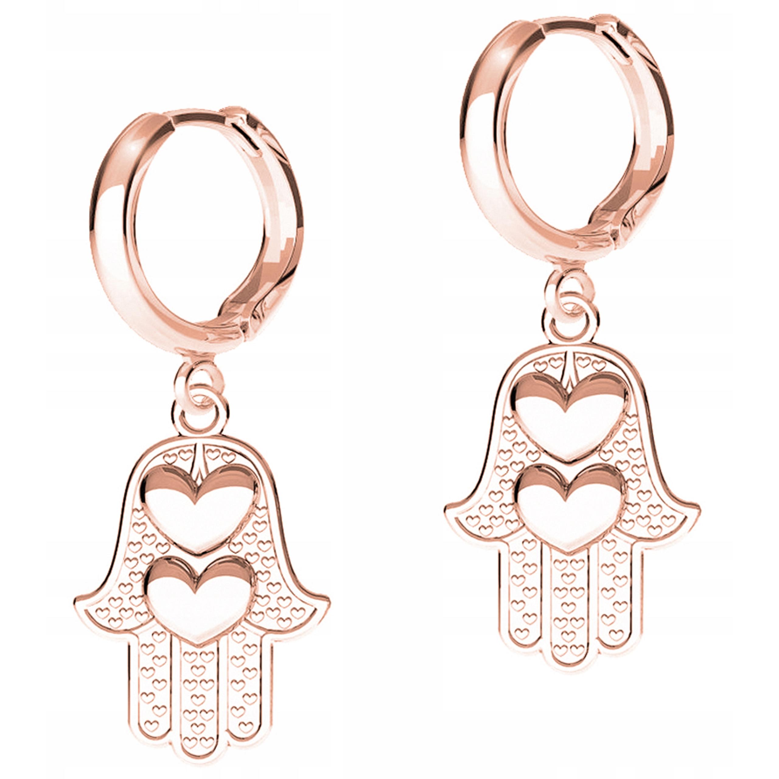 Náušnice Pozlacené Ruce Prozřetelnosti Ruka Srdce Oko Srdíčka Stříbro 925