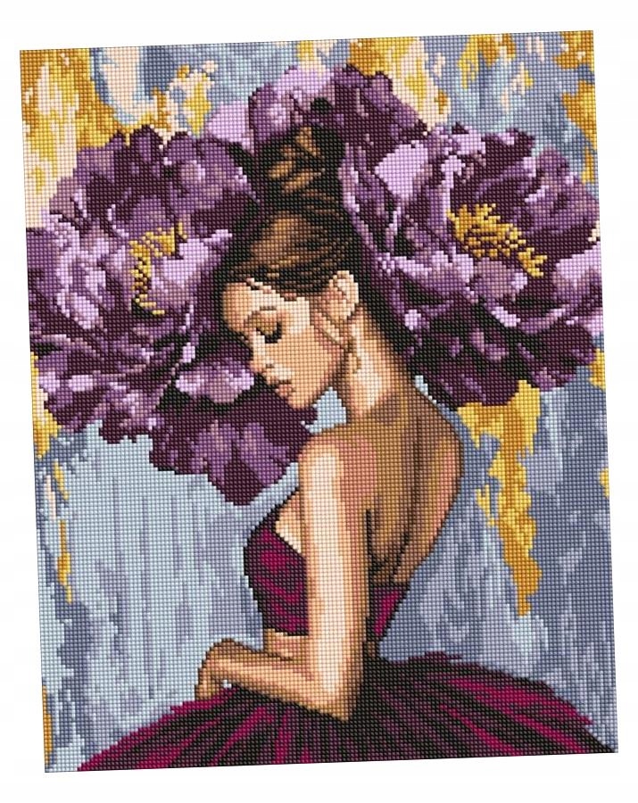 Diamantová Mozaika Baletka S Pivoňkami 40X50 CM