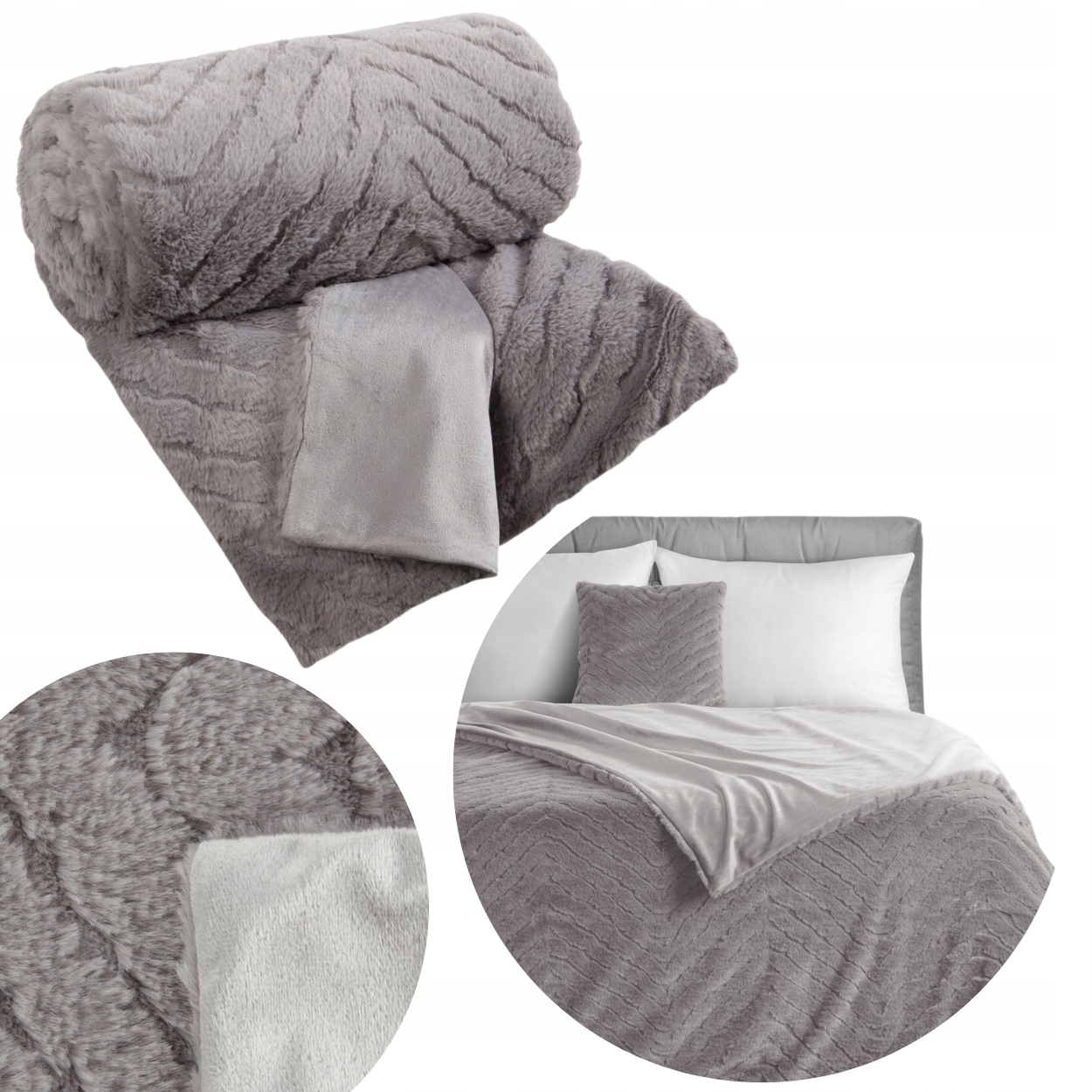 Kožíšková Deka Kate Stříbrná 150x200 cm měkká, teplá přikrývka na postel a pohovku