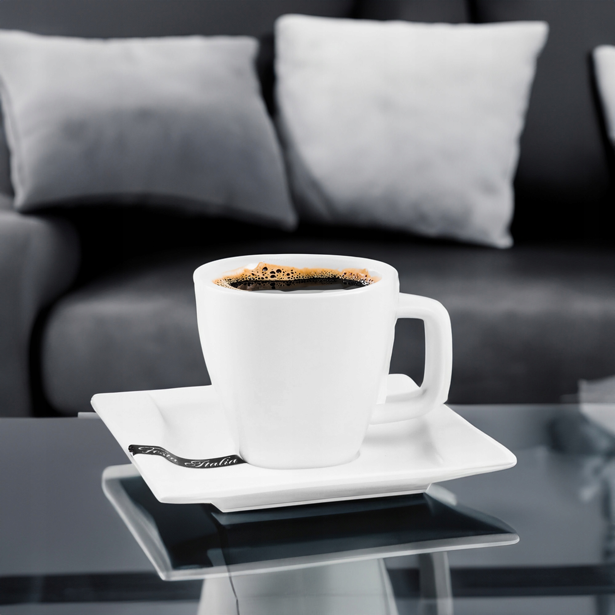 FILIŻANKA ZE SPODKIEM 200ML KPL. VIVA PORCELANOWA BIAŁA DO KAWY UNIWERSALNA