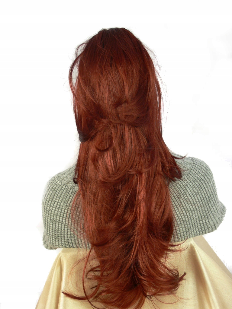 Příčesek dlouhá, připínáček na klipu Julia stínovaný, Ruda -131 oboustranná -n