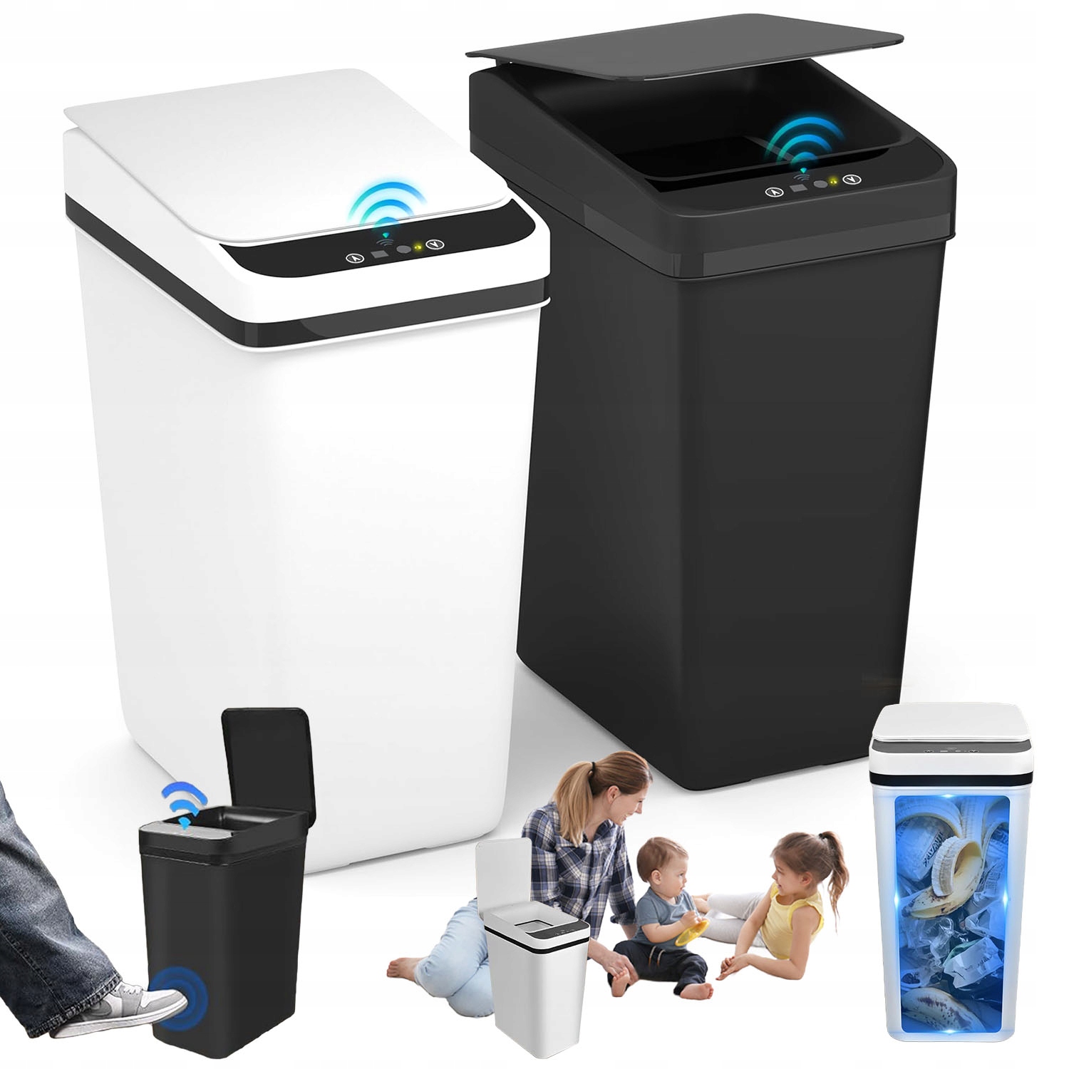 Levně 2KS Automatický Odpadkový Koš IPX5 Voděodolný Inteligentní 3 Režimy