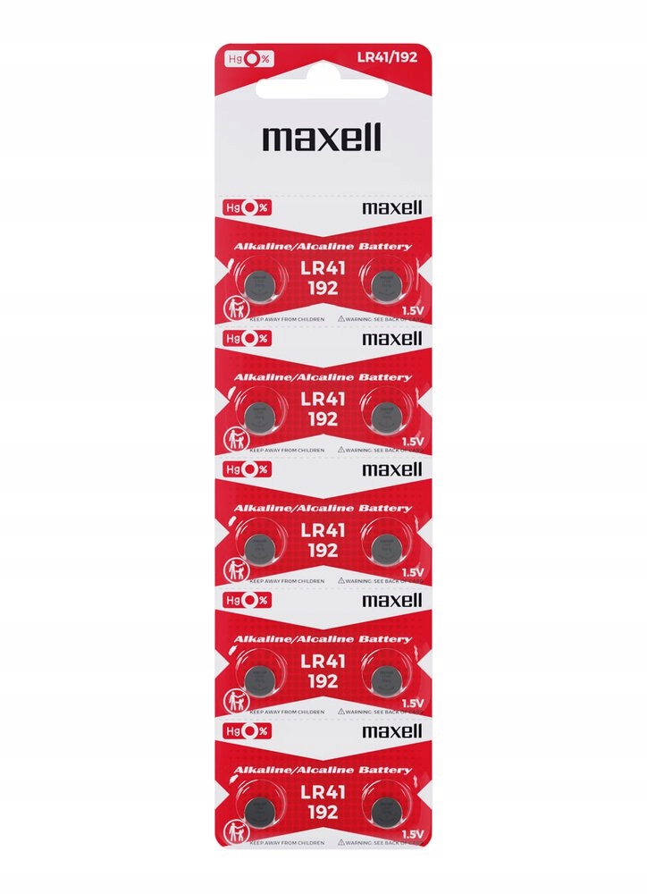 10x Maxell LR41 bateria alkaliczna guzikowa 1.5V do zegarków i kalkulatorów