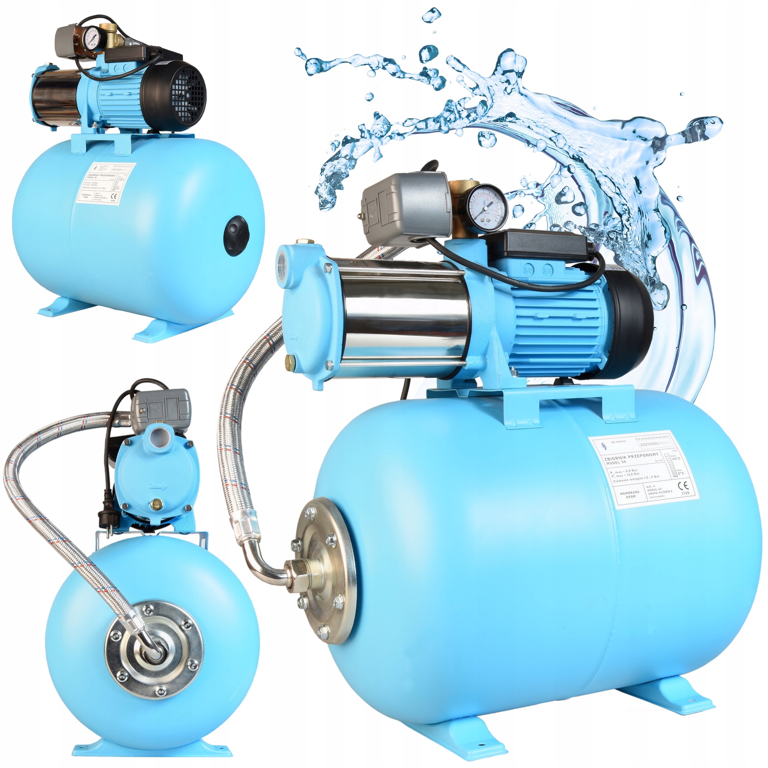 Hydrofor Na Vodu 50L Čerpadlo Max-h Hydroforový set 5520 l/h 1300 W Výkonný