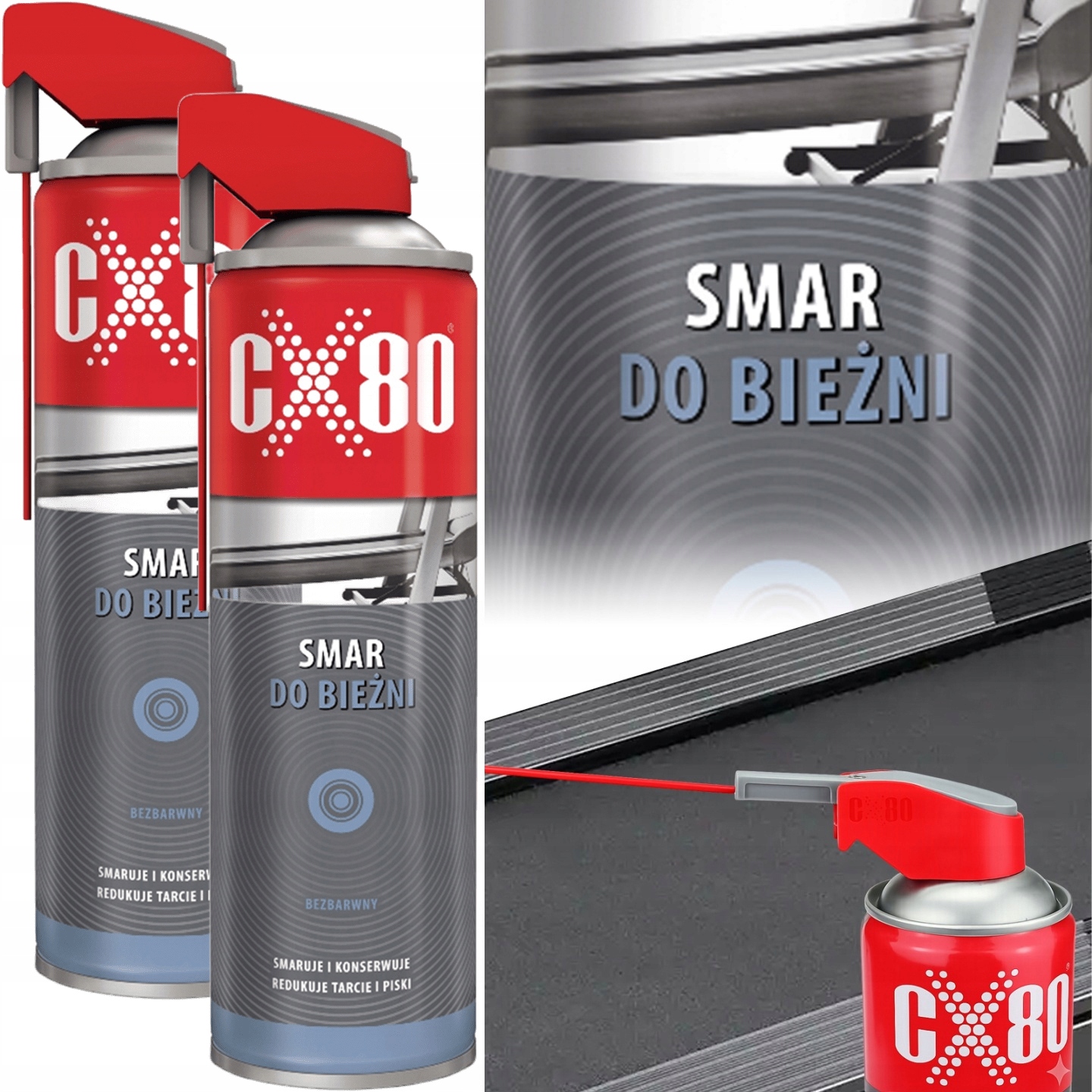 CX80 Smar Do Bieżni Treningowych Silikonowy Bezbarwny Duo Spray 500ML 2 Szt