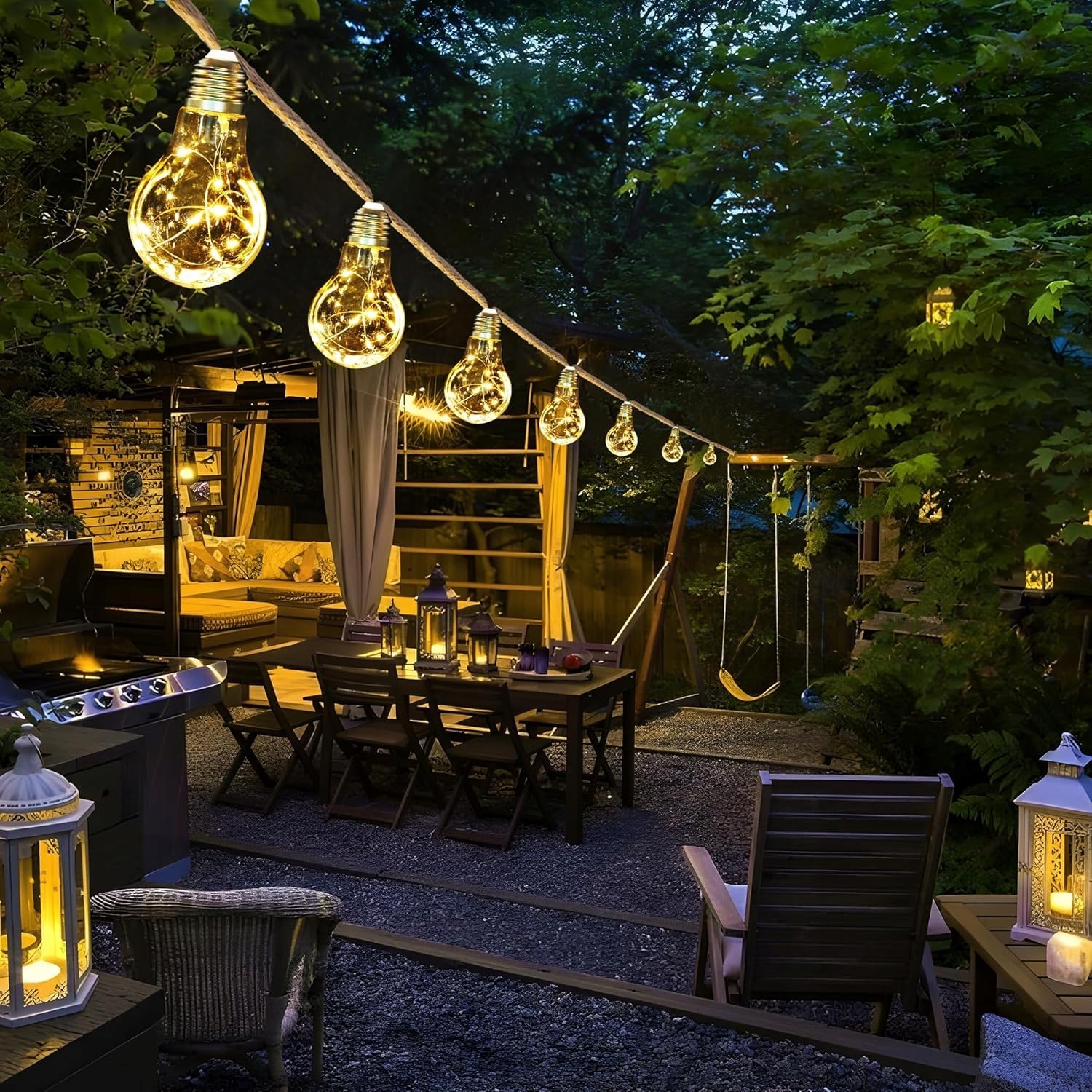 JOOMER Solarna Girlanda Zewnętrzna 75M 16 LED Żarówki Ogród Vintage — miniatura 6