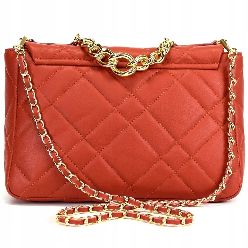 WŁOSKA TOREBKA SKÓRA PIKOWANA CZERWONA XXL 481B Kolor czerwony