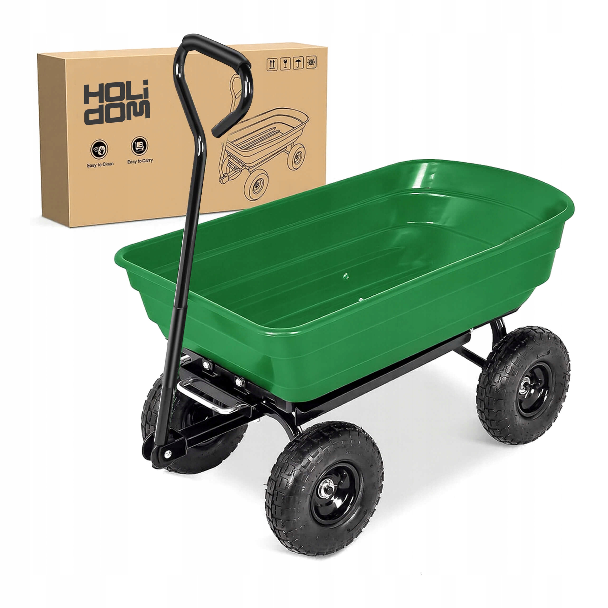 Záhradný vozík 75L 300 kg s funkciou sklápača a 4 kolesami