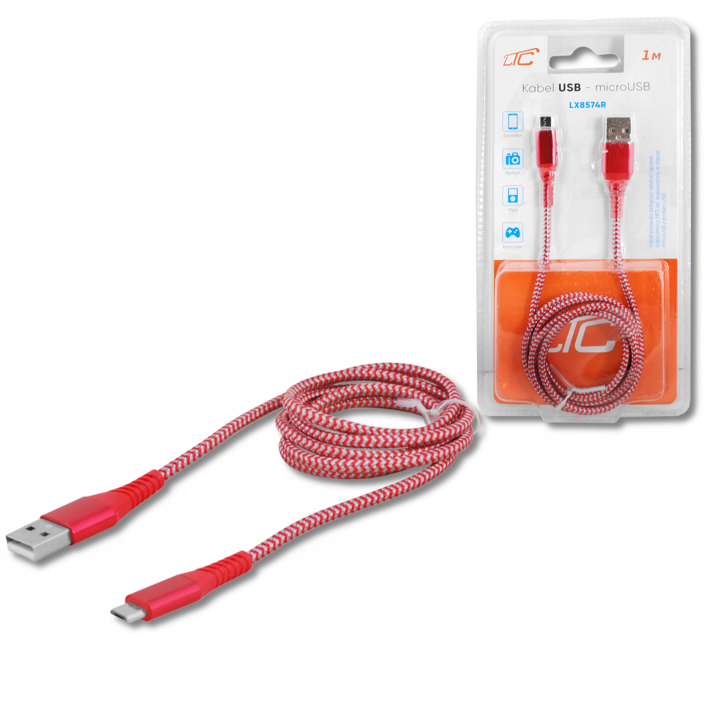 

Kabel Micro Usb Czerwony Red 1METR