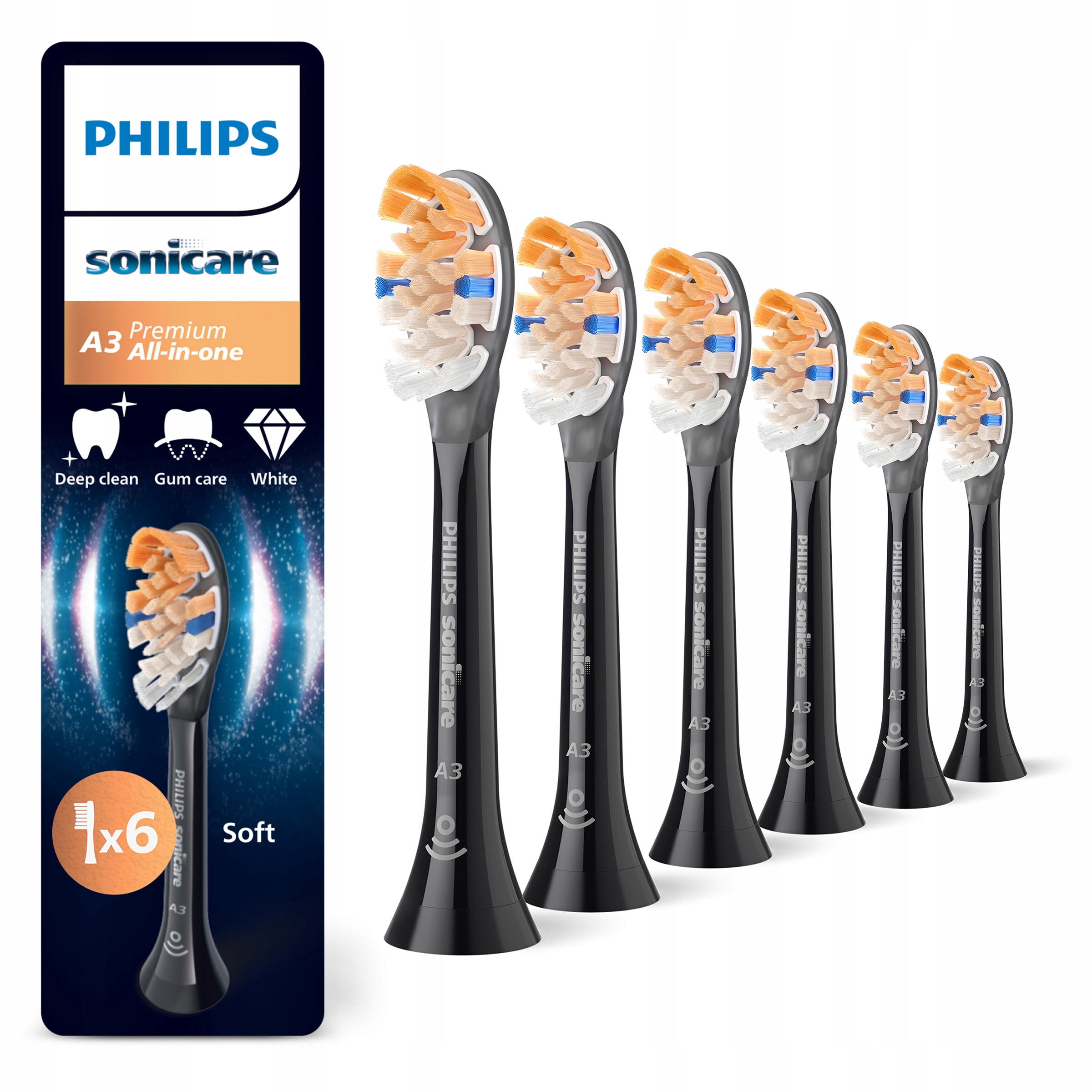 Końcówki do Philips Sonicare A3 Zaawansowana pielęgnacja 6 szt HX9096/88
