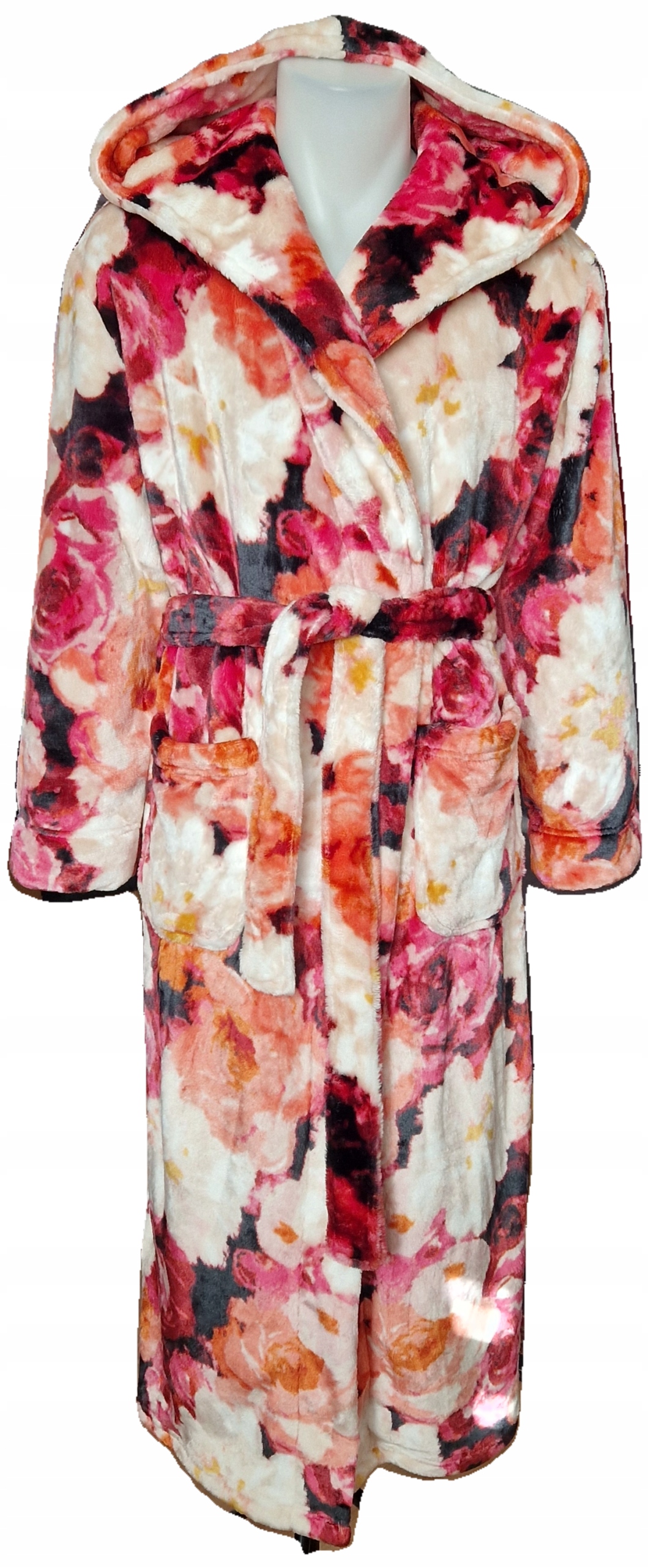 F&f Dámský župan květinový Coral, Velikost M, s kapucí, kvalitní, těžký