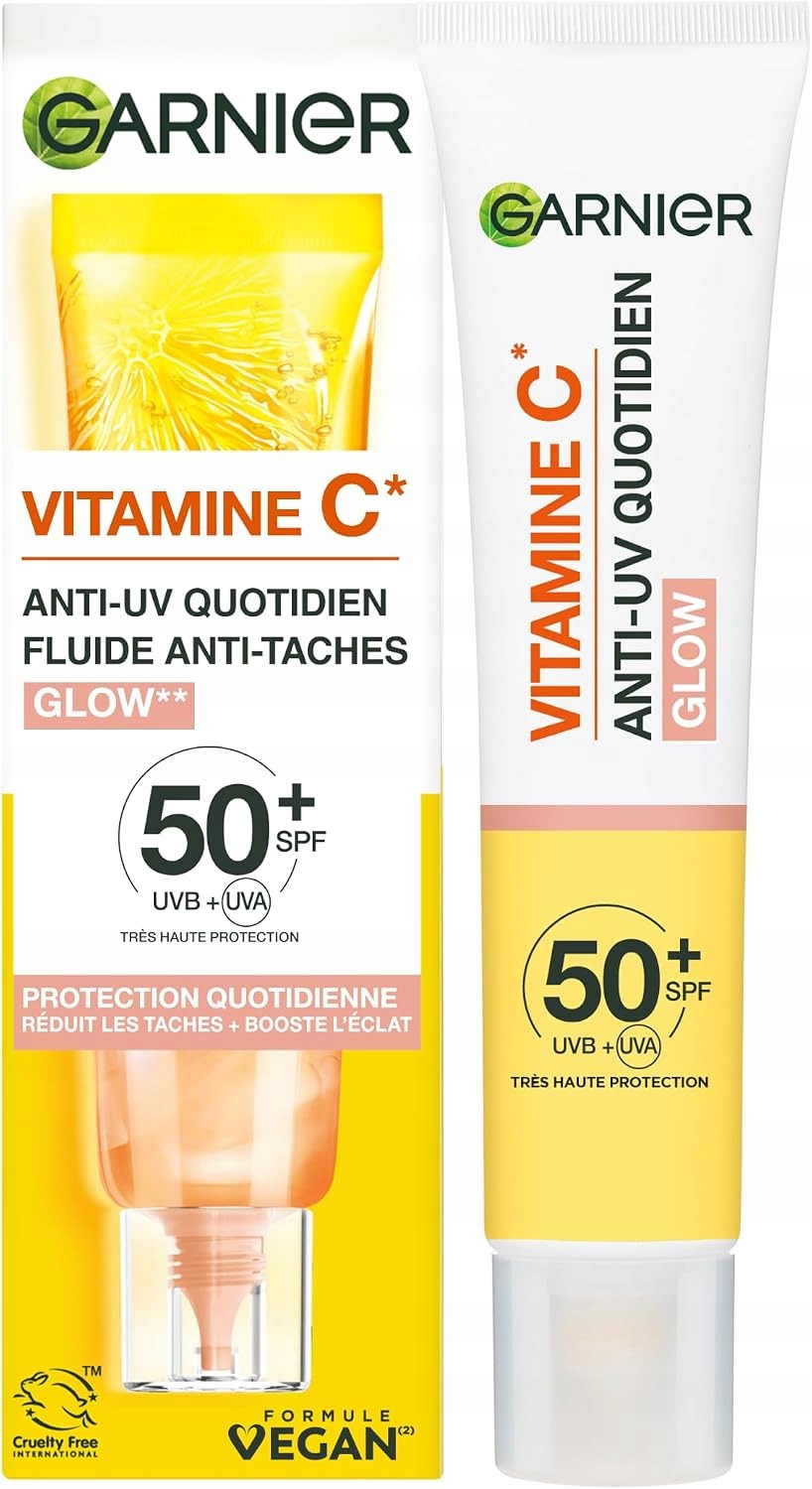 Garnier Denní Uv rozjasňující fluid s vitamínem C SPF50+ voděodolný veganský 40ml
