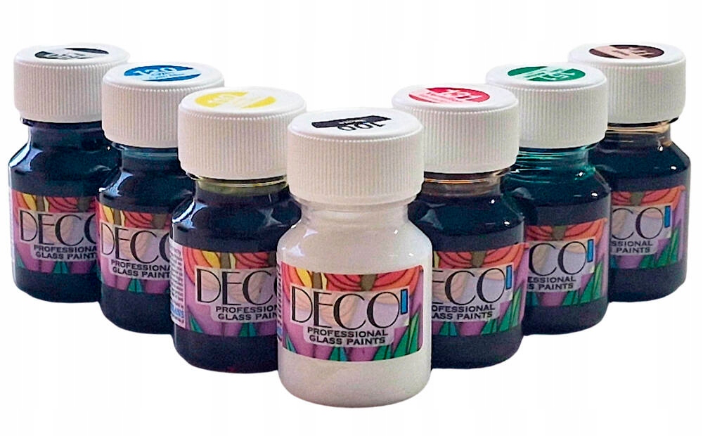 Barvy na sklo Deco 30ml Sada 7ks barev barva na malování na sklo