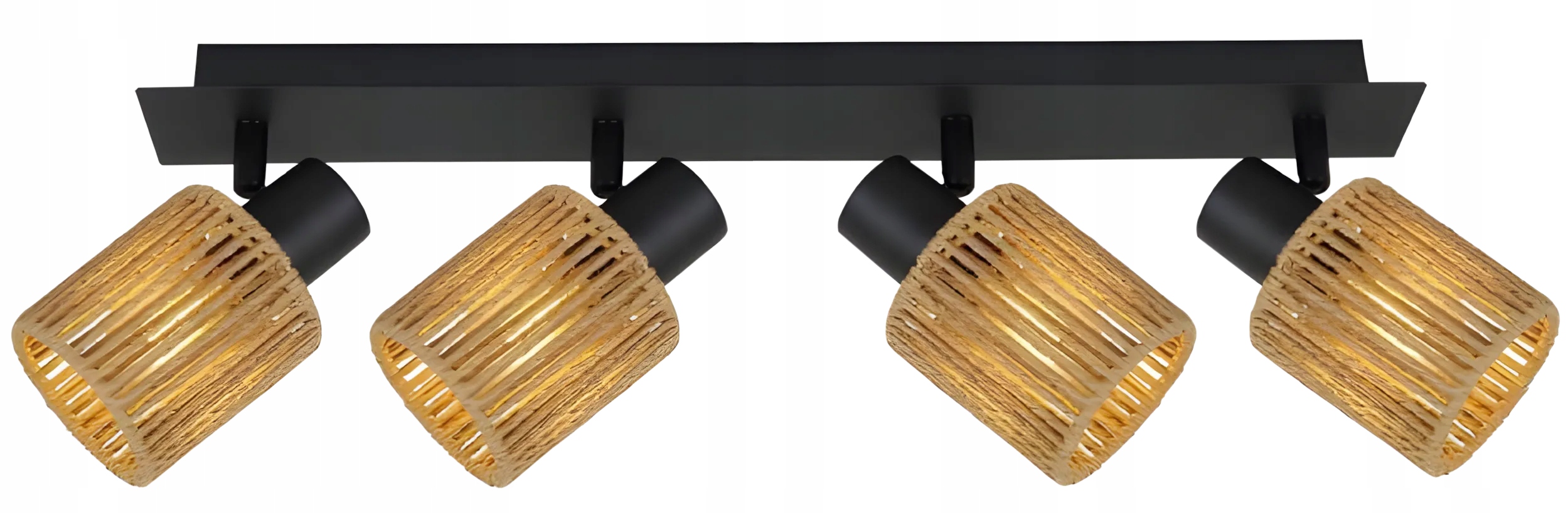 Závesná Stropná Lampa 4 Kloše Loft Reflektory Lišta Nature Black