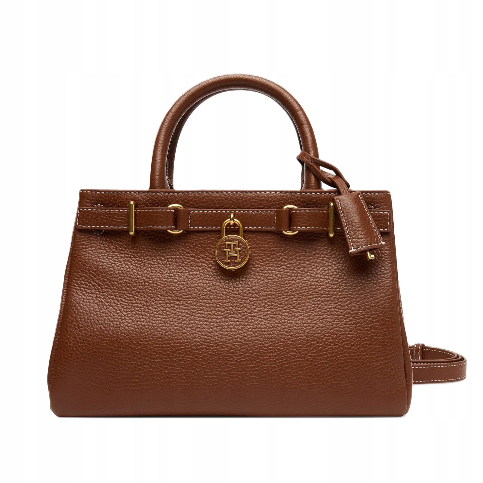 -30% Tommy Hilfiger Skórzana Torebka Kuferek American Icon Mini Brązowa