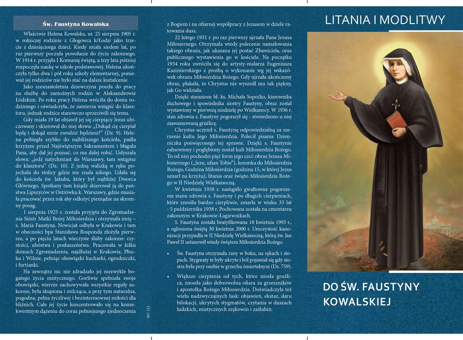 

Folderek Litania i Modlitwy do Świętej Faustyny Ko