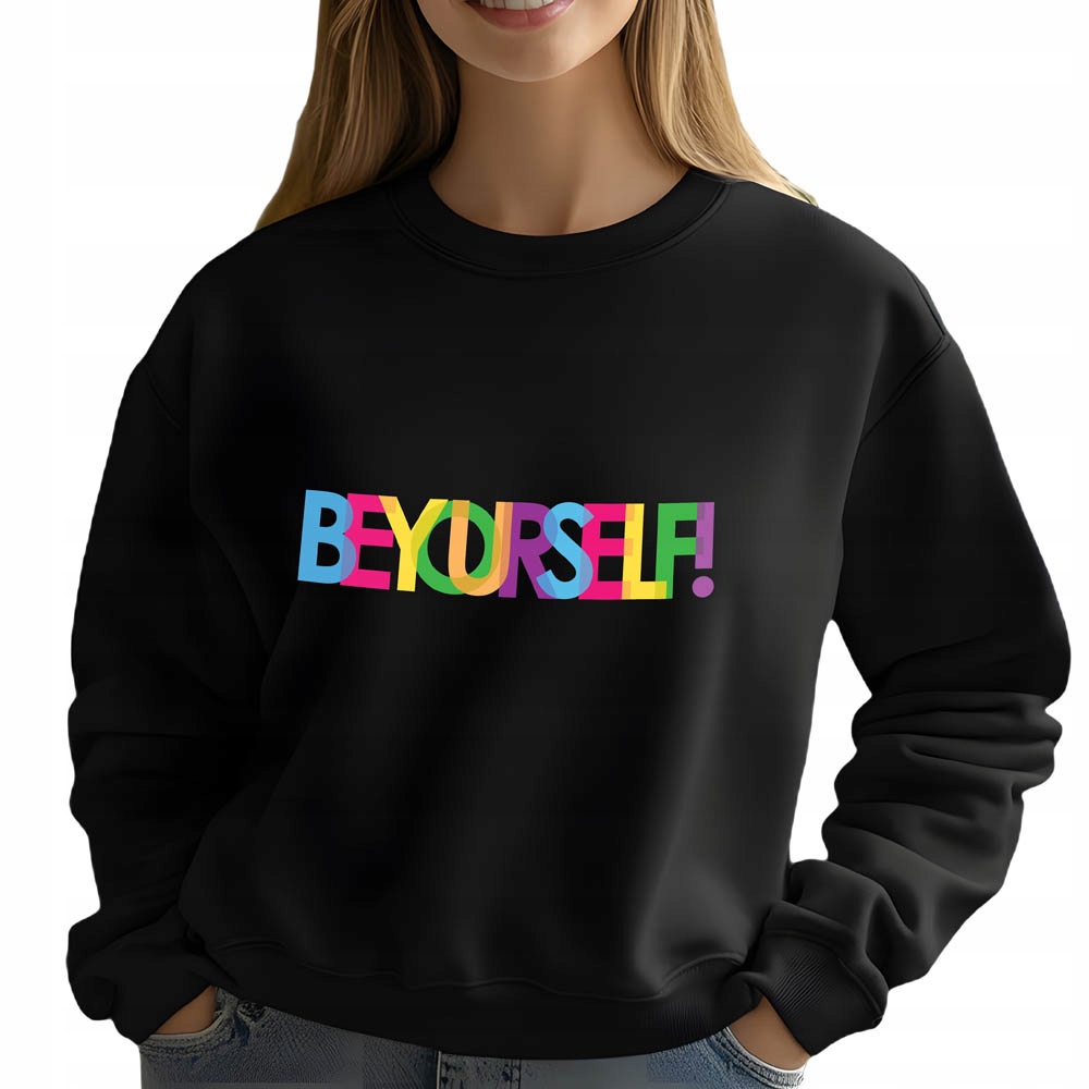 Mikina Černá Be Yourself Dárek Módní Pohodlná Trendy Viral Vel S