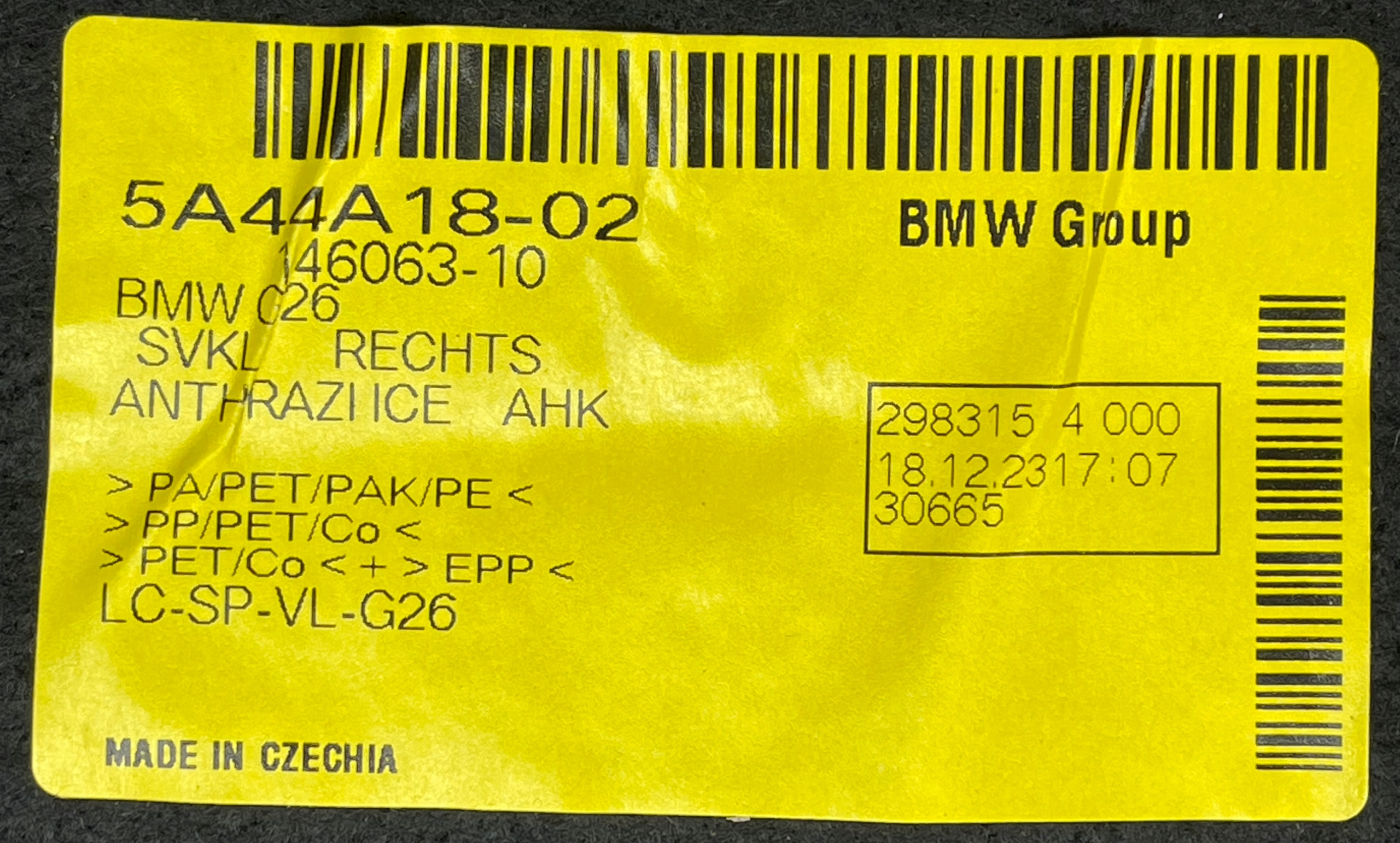 BMW 4 G26 upholstery boot side right AUTO Z HAKIEM 5A44A18