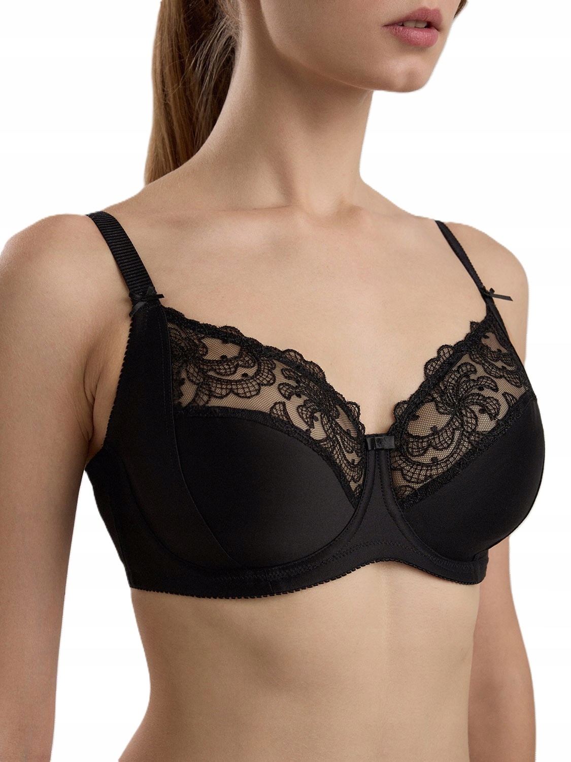 Biustonosz modelujący z bawełną komfortowy stanik Conte RB6119 czarny 80D