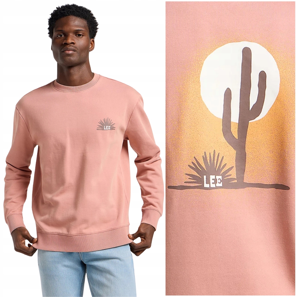 Lee Regular Graphic Sws Sepia bavlněná pánská mikina s potiskem M