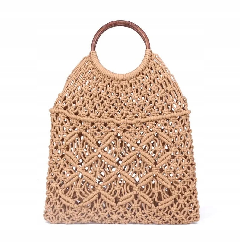 

Torebka do ręki makrama beżowa boho pleciona