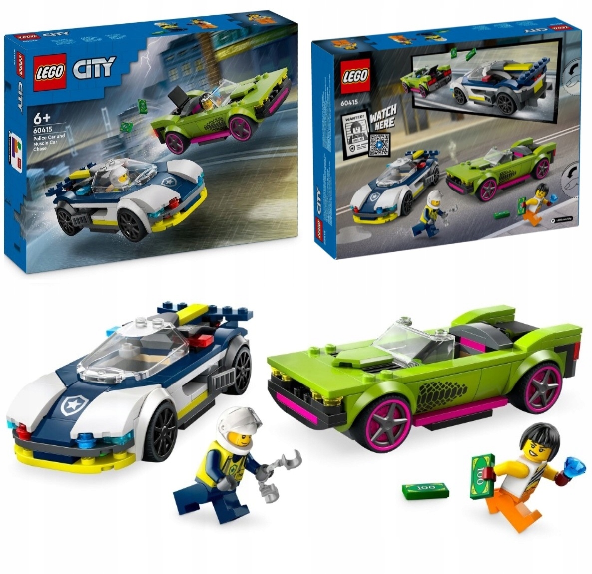 2x LEGO CITY 60415 POŚCIG RADIOWOZU ZA MUSCLE CAREM PREZENT