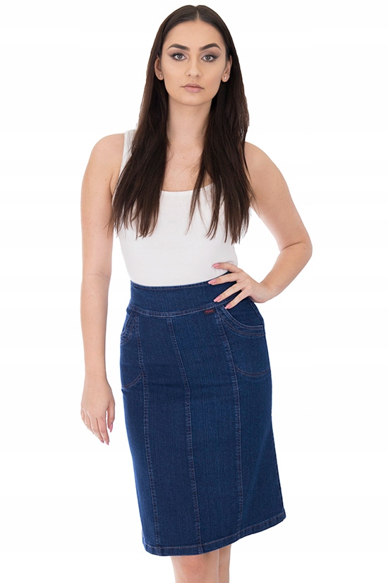 SPÓDNICA JEANS MIDI (38-54) KOLORY r.52 Długość midi