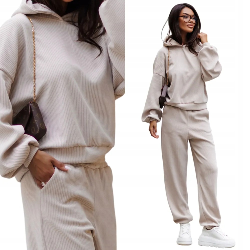 Dámský Teplákovka Sportovní set s kapucí L/XL Béžová