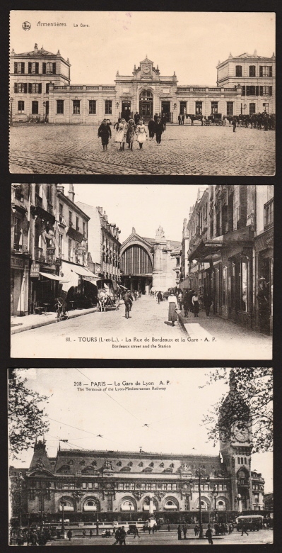 Železničné stanice Francúzsko. 6 ks 1915, 192-?