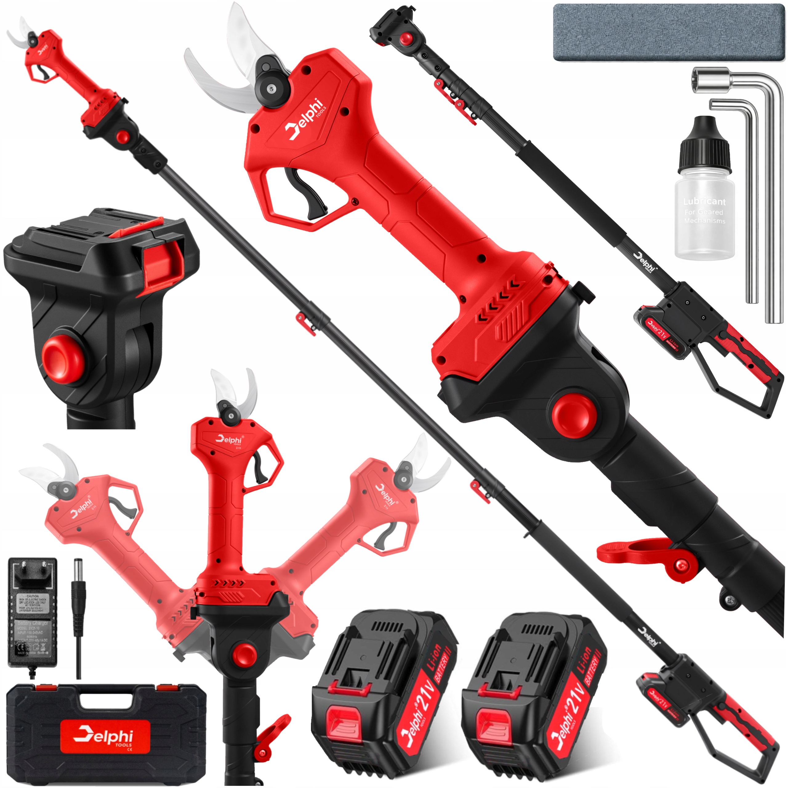 Sekator Akumulatorowy Z Wysięgnikiem Nożyce Do Gałęzi Ogrodowy 2xAKU 30mm