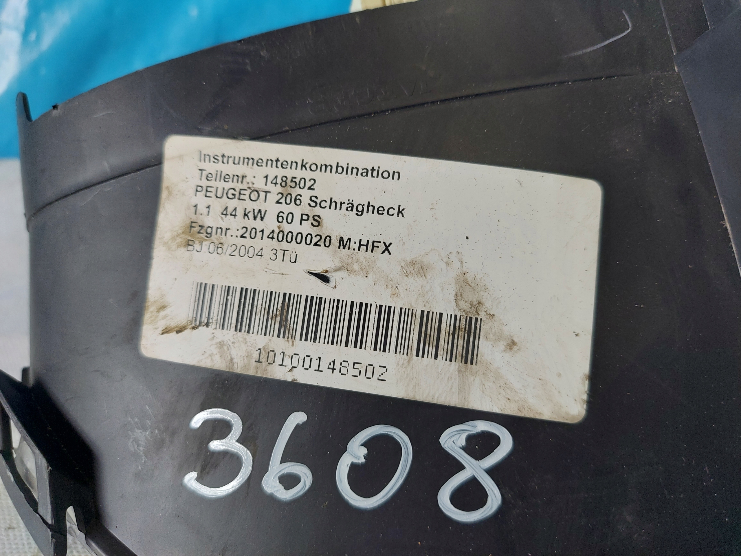 dials clock PEUGEOT 206 1.1 B 9656696380