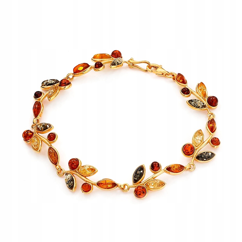 Zlatý Náramek S Barevným Jantarem Větvička