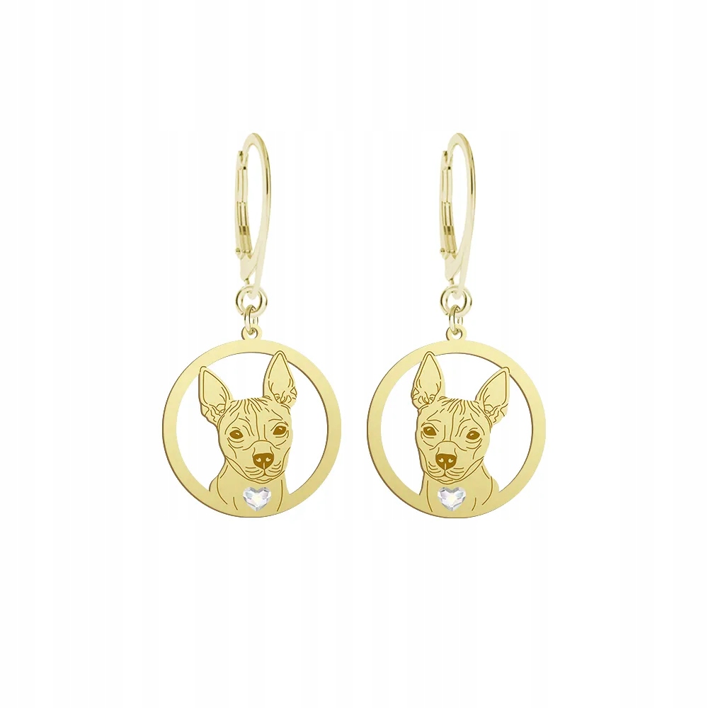 Náušnice Zlaté se psem American Hairless Terrier 925 Dárek Gravírování Bonus