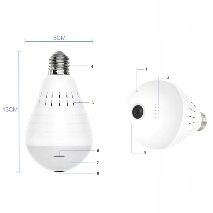 KAMERA WiFi IP MONITORING W ŻARÓWCE 360 AUDIO LED Model 4V-KW-1000-G4
