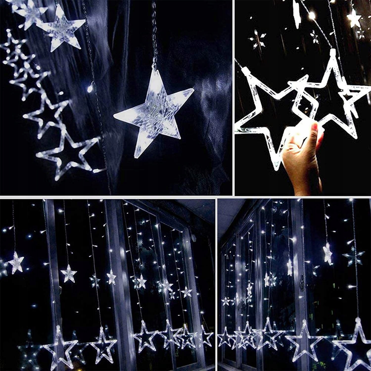 ISHABAO Lampki Gwiazdki Zaśłona Kurtyna Świąteczna Dekoracja 138 LED — miniatura 4